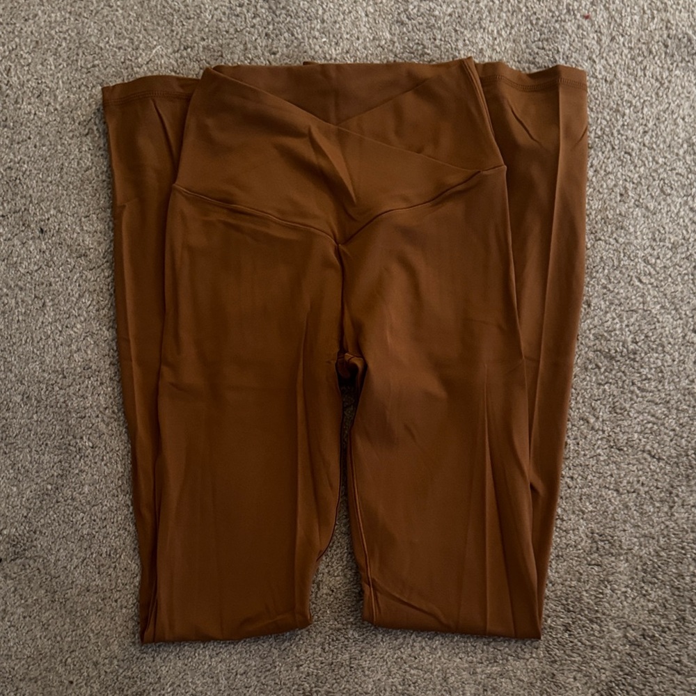 Aerie Brown Cross-Over Flare Leggings